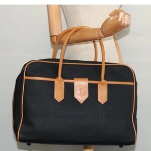 Yves Saint Laurent Elegant Black and Tan Travel Bag
